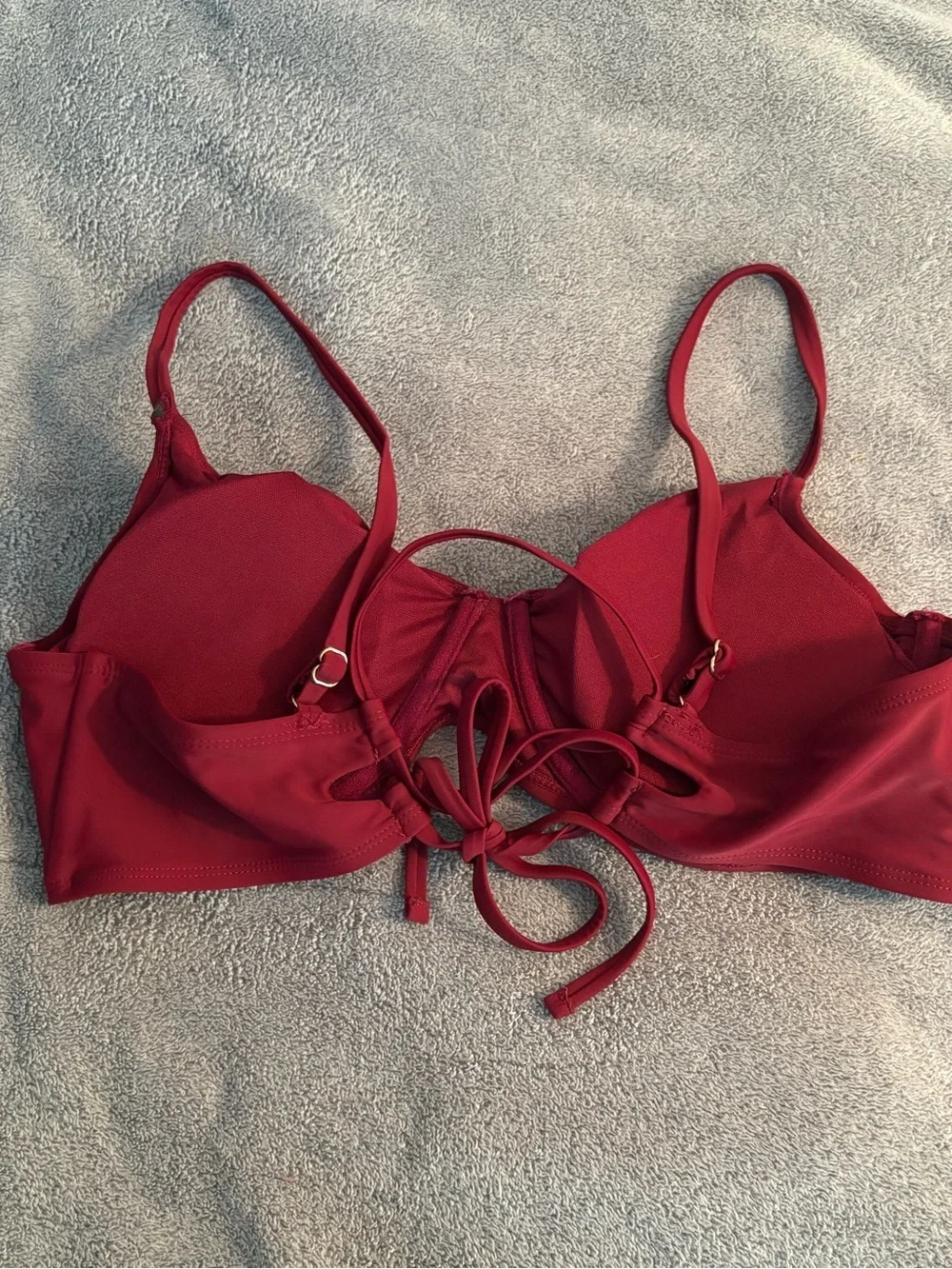 Time And Tru Bikini Top XL Red Underwire Adjustable Straps Strap Detail